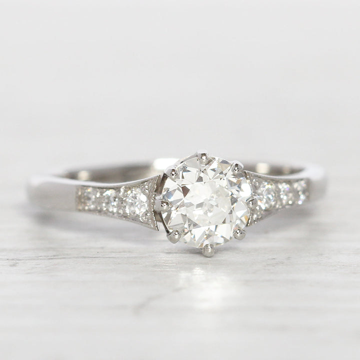 Art Deco Style 0.85 Carat Old European Cut Diamond Solitaire