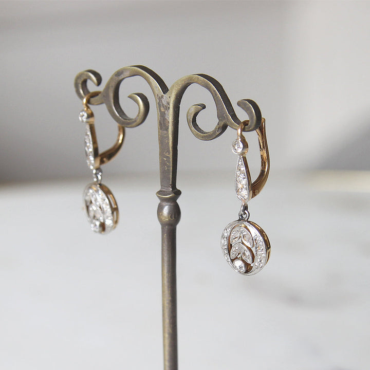 Edwardian Old and Rose Cut Diamond Drop Earrings