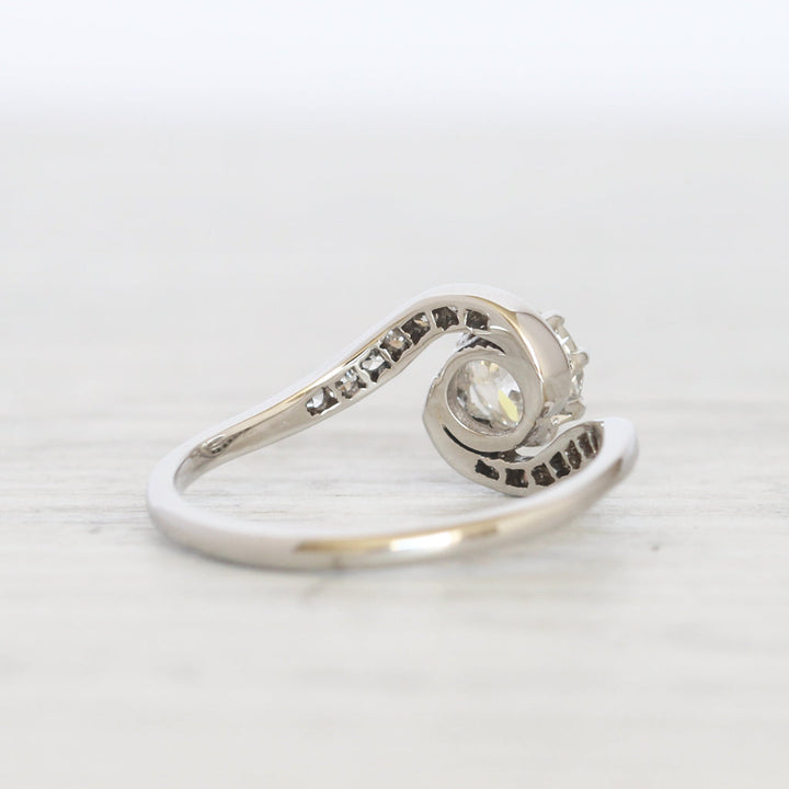 Edwardian 0.55 Carat Old European Cut Diamond Twist Solitaire