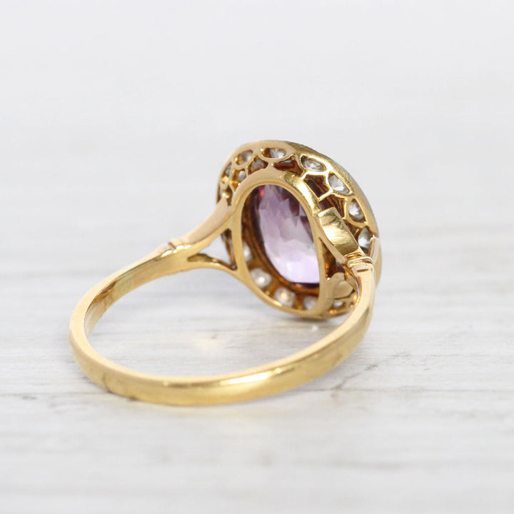 Edwardian 1.80 Carat Amethyst and Old Cut Diamond Cluster