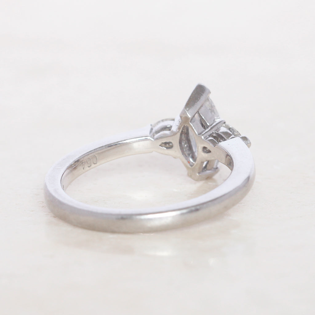Contemporary 0.92 Carat Marquise Cut and Pear Shape Diamond Three Stone