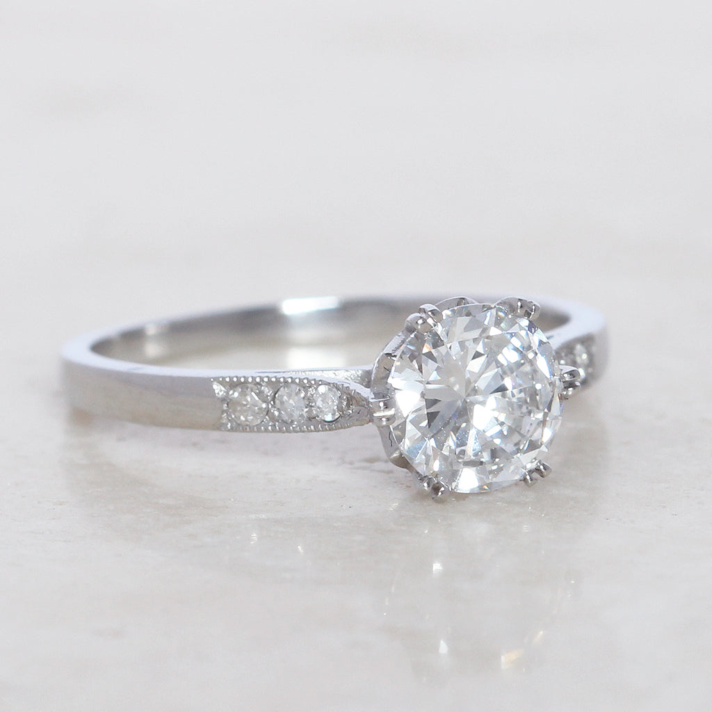 Vintage 1 Carat Brilliant Cut Diamond Solitaire