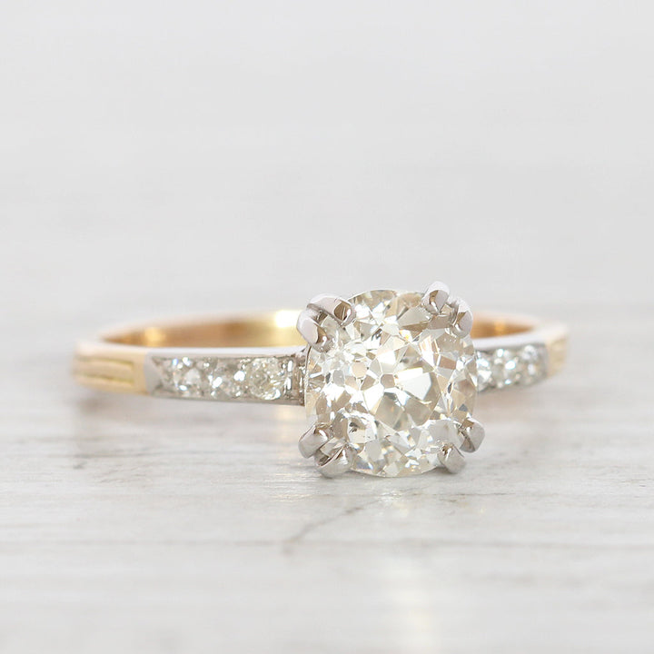 Art Deco 1.59 Carat Old Mine Cut Diamond Solitaire
