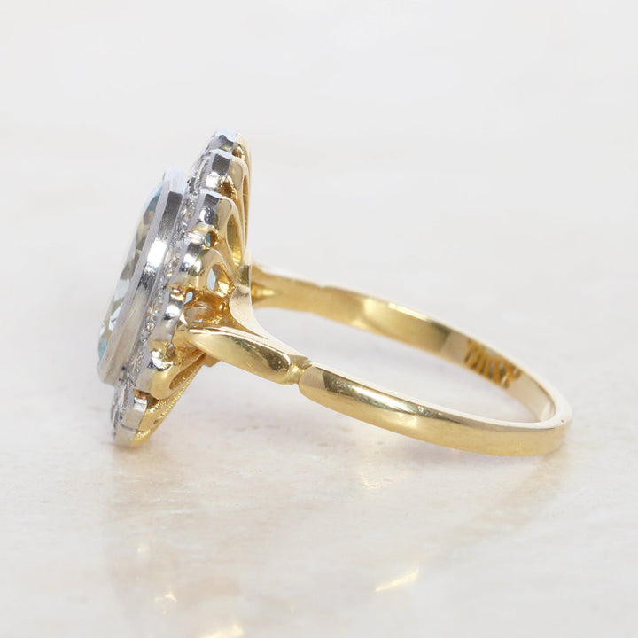 Vintage Style 3.85 Carat Aquamarine and Diamond Cluster