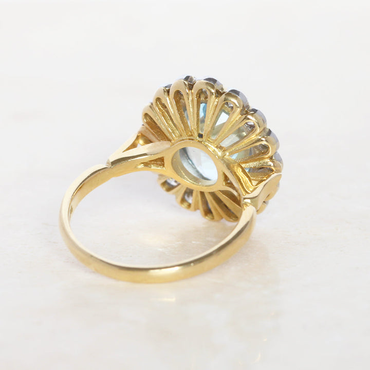 Vintage Style 3.85 Carat Aquamarine and Diamond Cluster