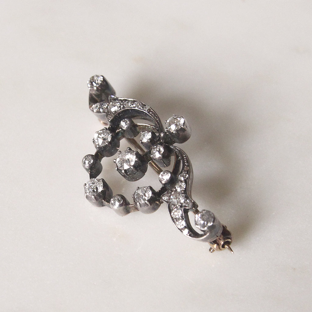 Victorian 1.15 Carat Old Cut Diamond Brooch