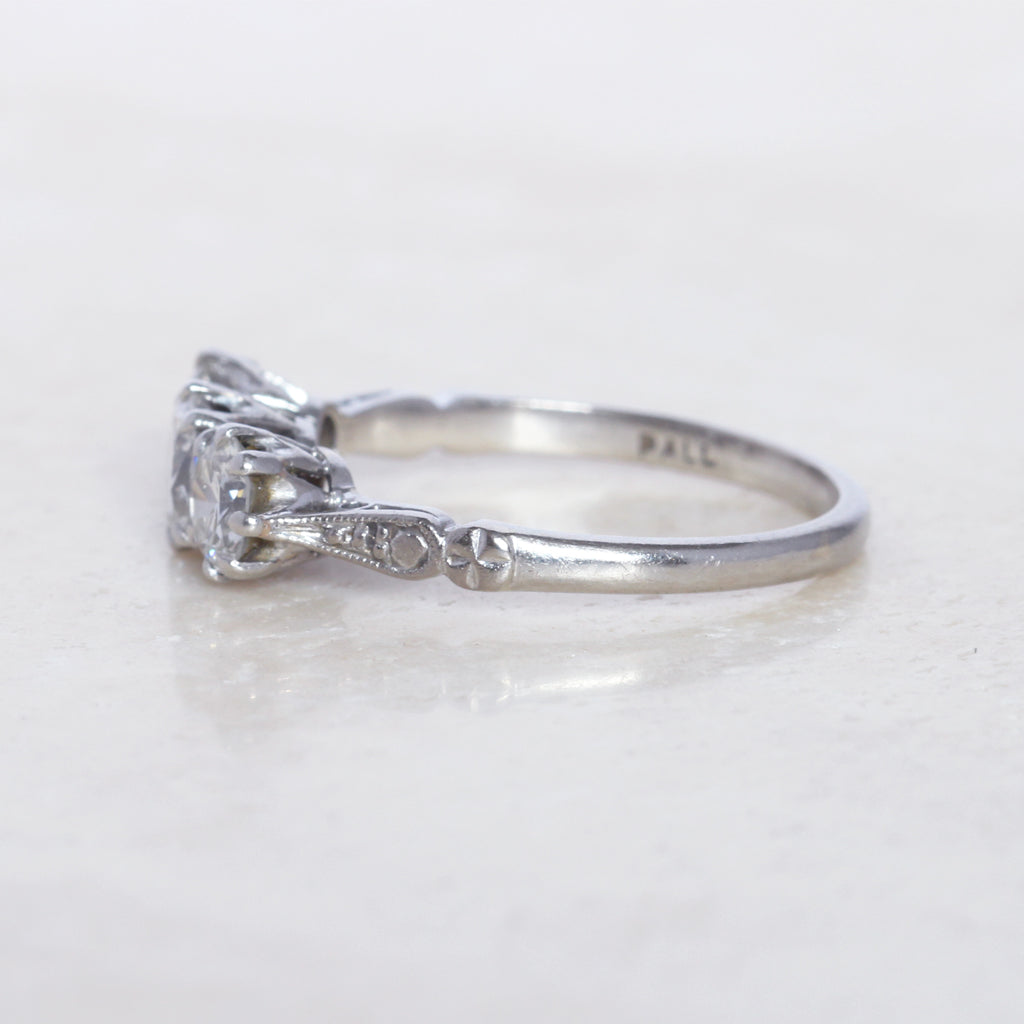 Vintage 1.30 Carat Brilliant Cut Diamond Three Stone
