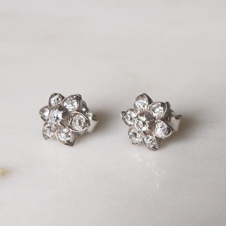 Victorian 0.75 Carat Old Mine Cut Diamond Cluster Stud Earrings