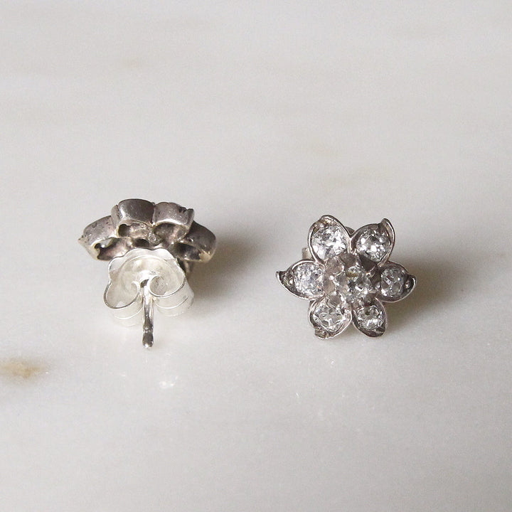 Victorian 0.75 Carat Old Mine Cut Diamond Cluster Stud Earrings