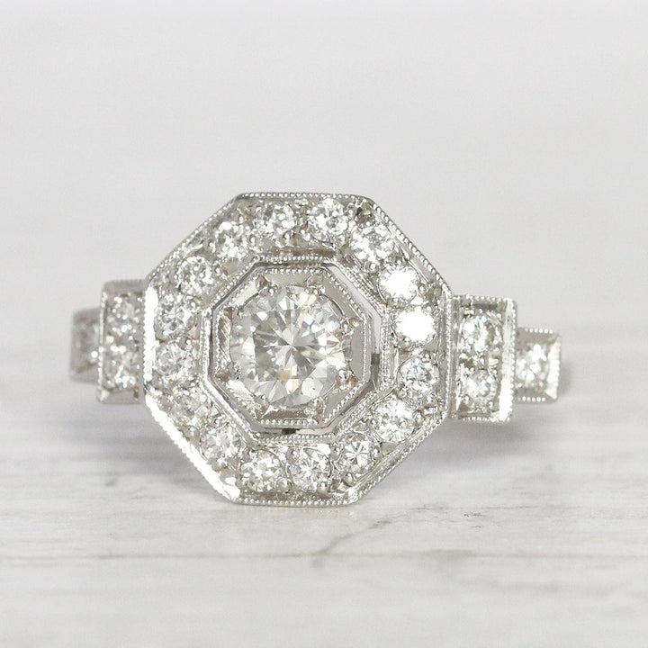 Art Deco Style 1 Carat Brilliant Cut Diamond Octagonal Cluster