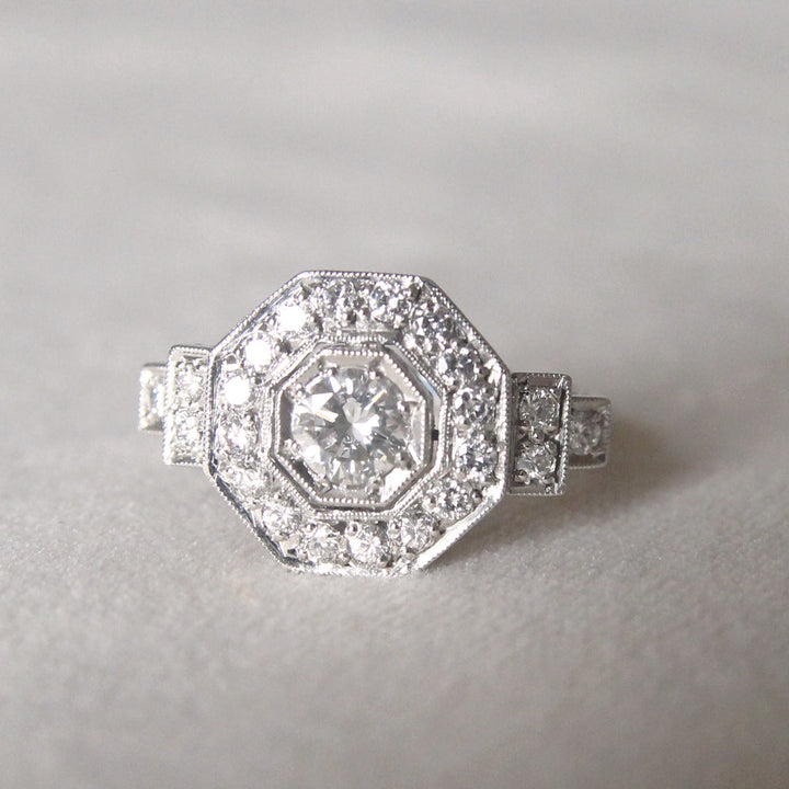 Art Deco Style 1 Carat Brilliant Cut Diamond Octagonal Cluster