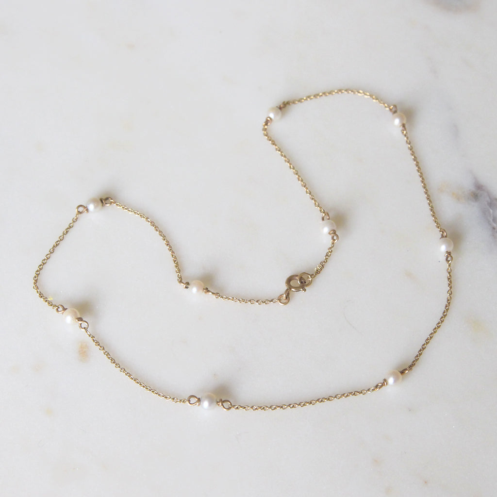 Vintage Pearl Chain Necklace