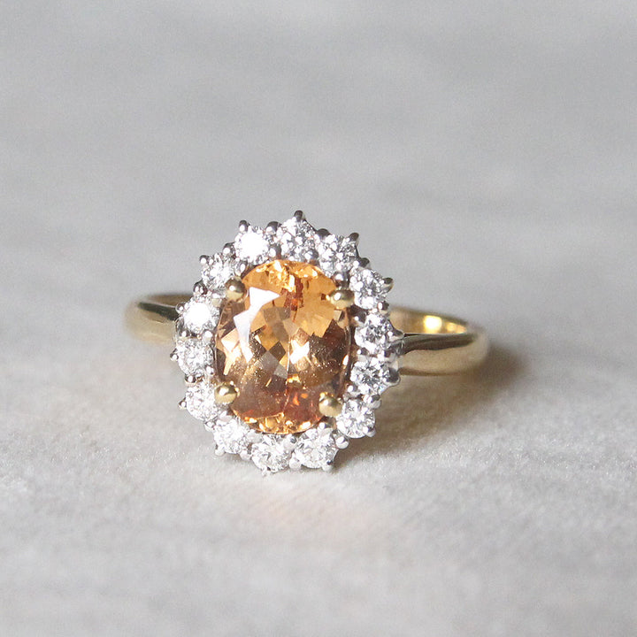 Vintage 2.25 Carat Topaz and Diamond Cluster