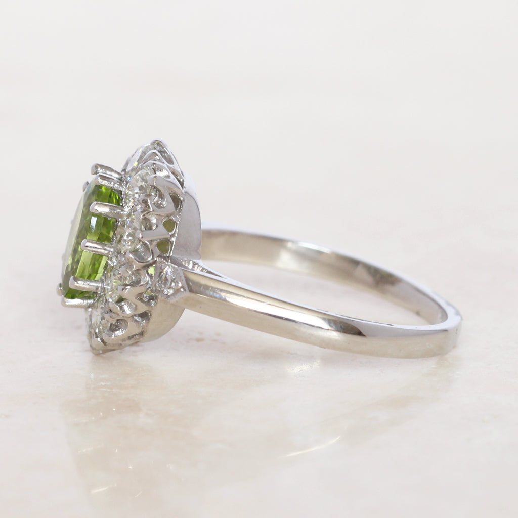 Vintage Style 1.40 Carat Peridot and Diamond Cluster