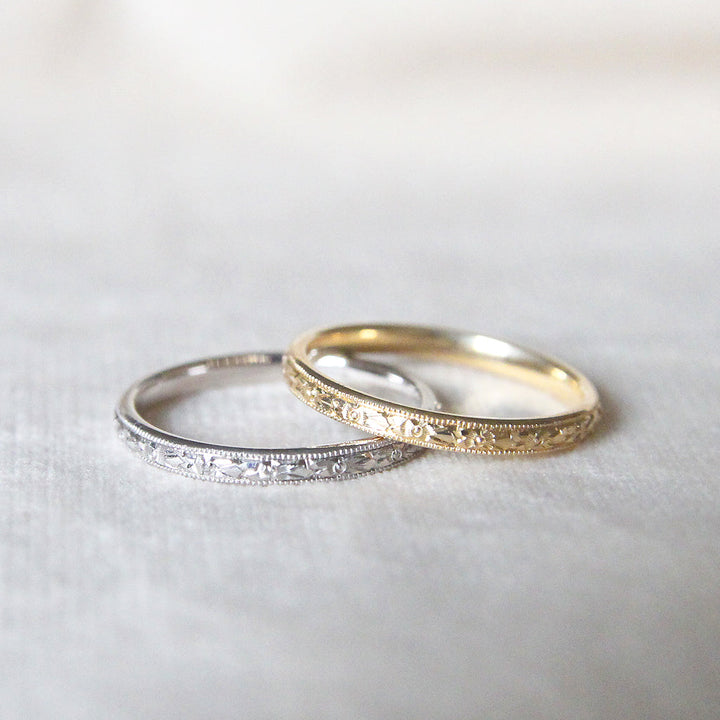 The Orange Blossom Band - Vintage Style Engraved Wedding Band