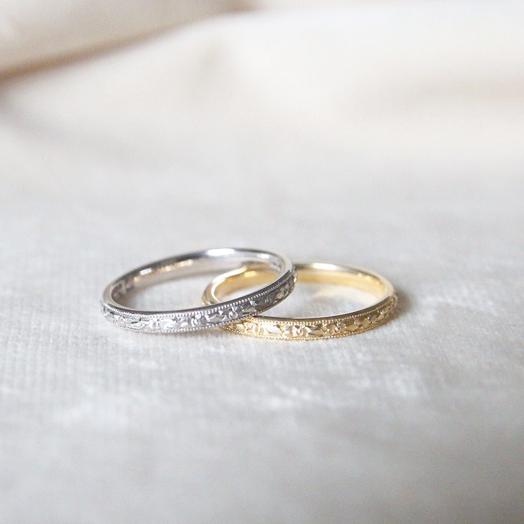 The Orange Blossom Band - Vintage Style Engraved Wedding Band