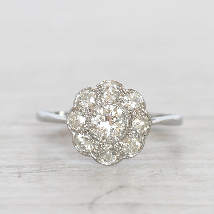 Art Deco 1.30 Carat Old European Cut Diamond Daisy Cluster