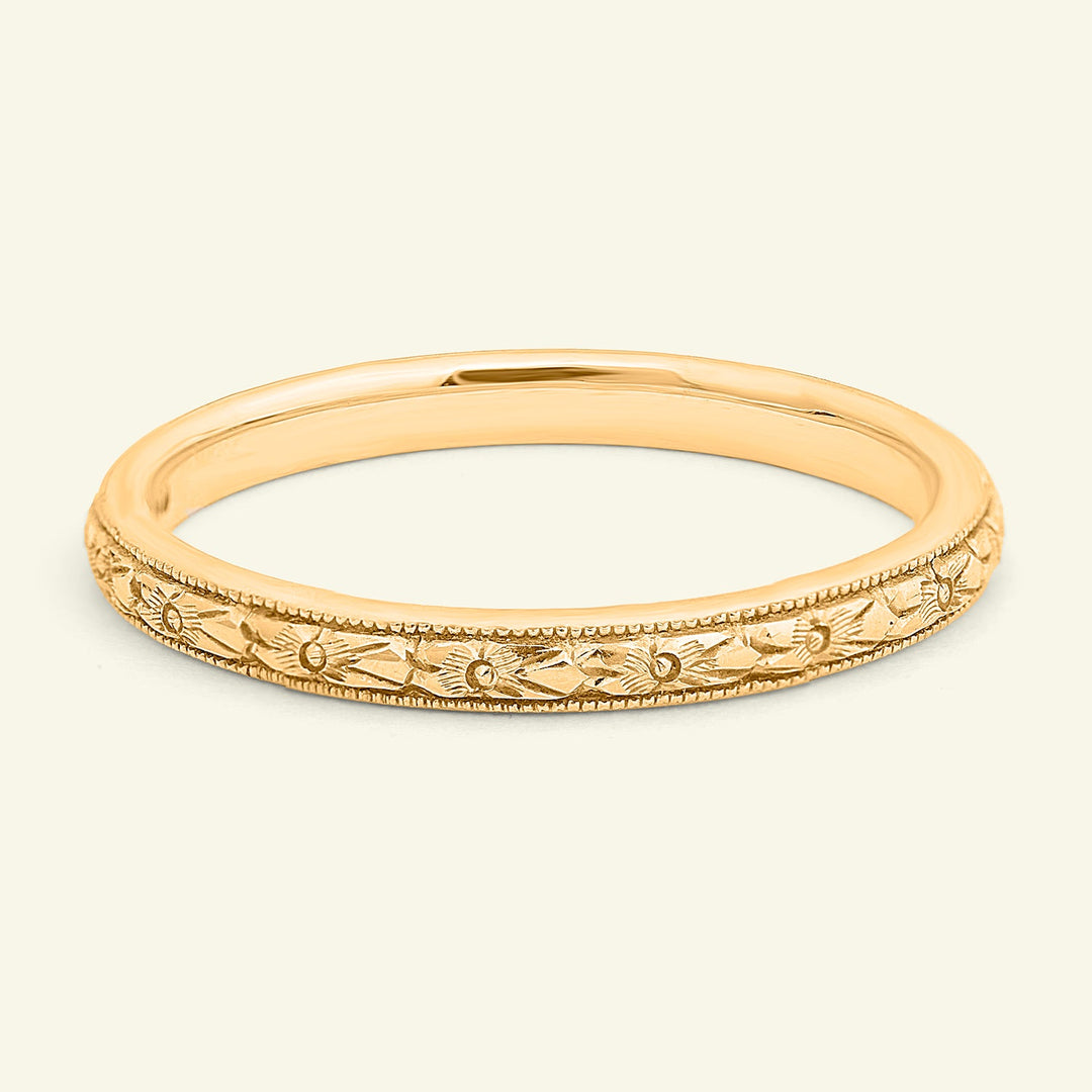 The Orange Blossom Band - Vintage Style Engraved Wedding Band