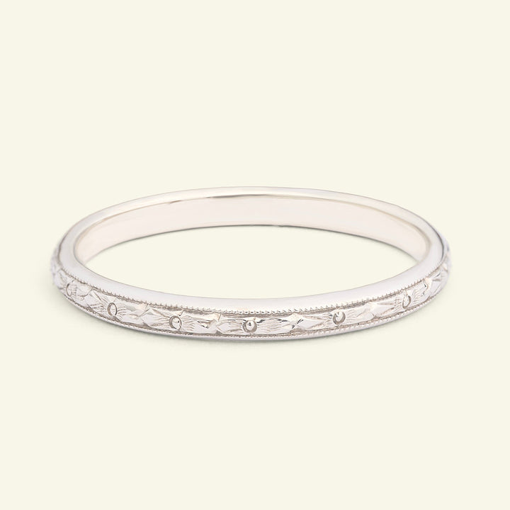 The Orange Blossom Band - Vintage Style Engraved Wedding Band