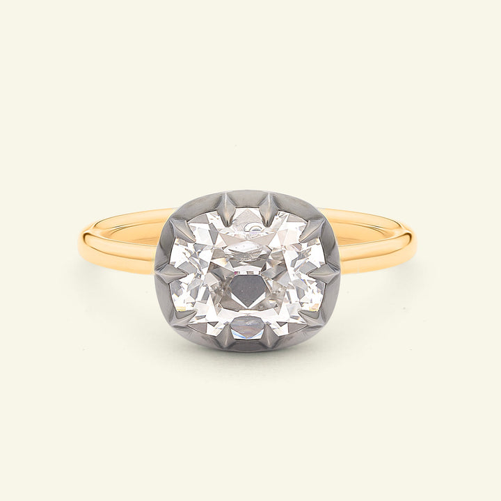 The Henrietta Engagement Ring - 2.09 Carat Antique Cushion Cut Celeste Diamond®