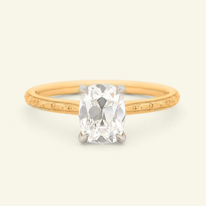 The Georgia X Orange Blossom Engagement Ring - 1.54 Carat Antique Cushion Cut Celeste Diamond®