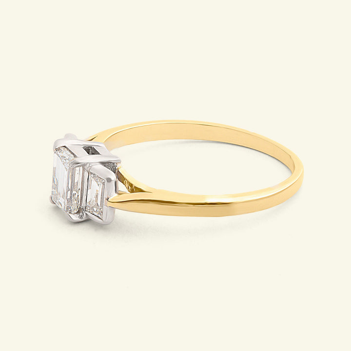Vintage 1.03 Carat Emerald Cut Diamond Three Stone