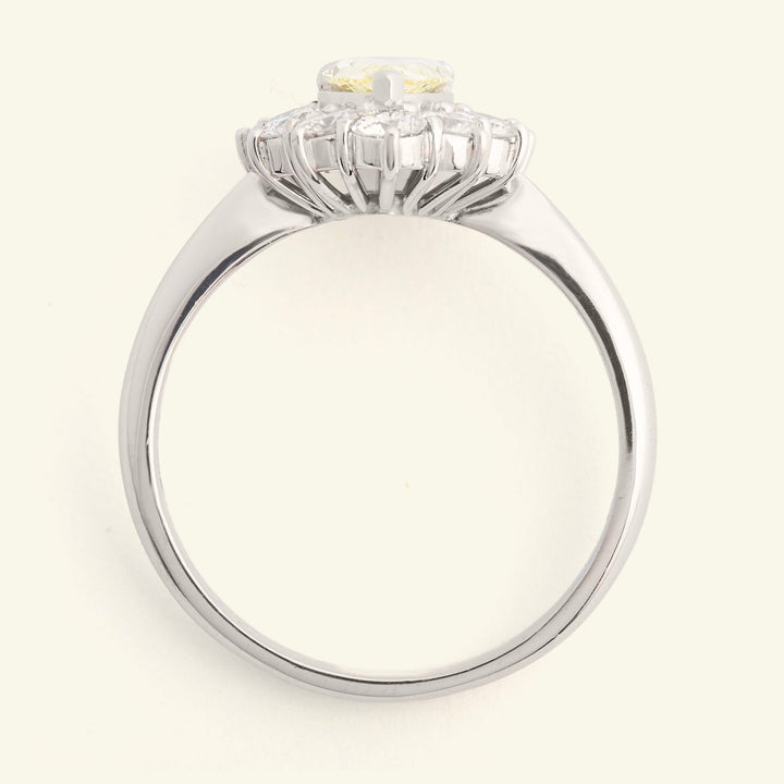 Vintage Style 1.57 Carat Yellow and White Diamond Pear Shape Cluster