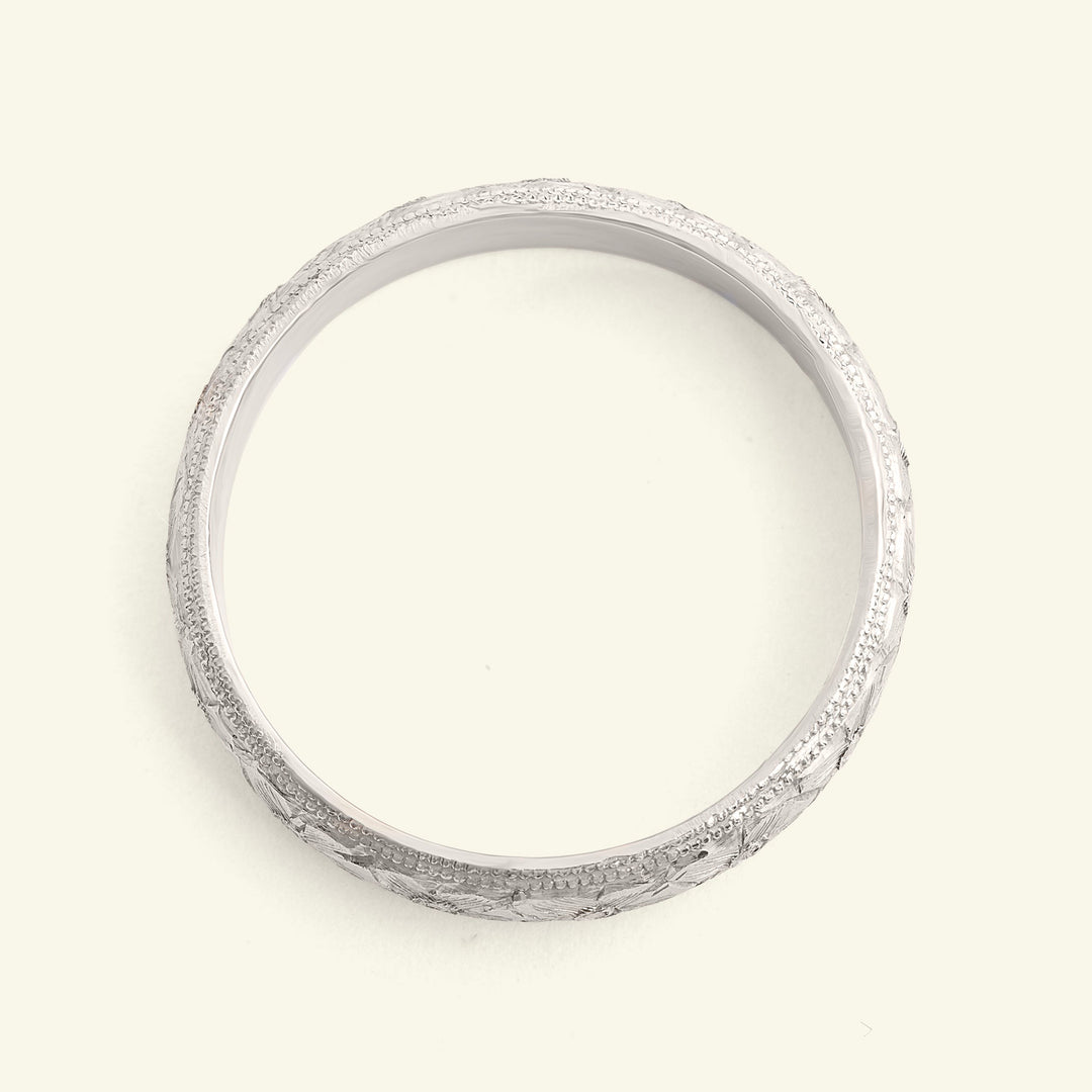 Vintage 5mm Orange Blossom Engraved Platinum Wedding Band
