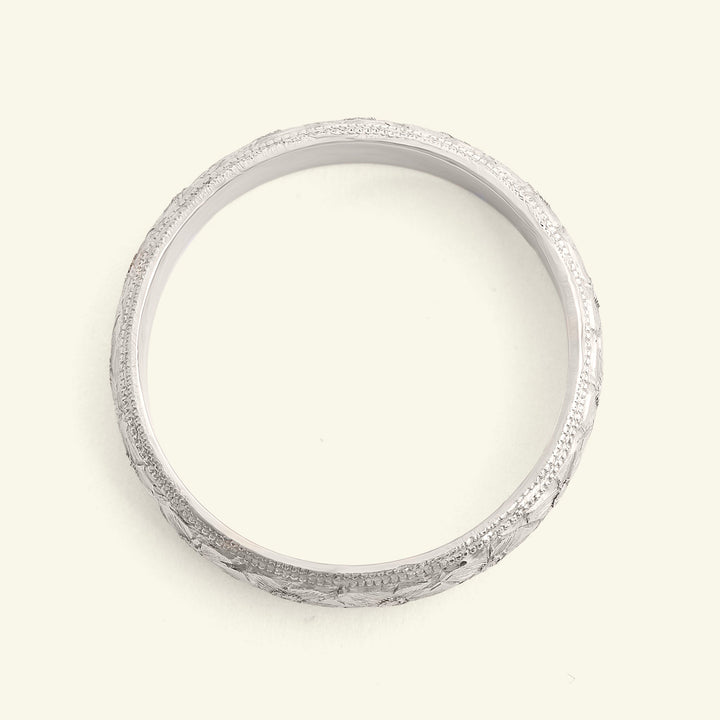 Vintage 5mm Orange Blossom Engraved Platinum Wedding Band