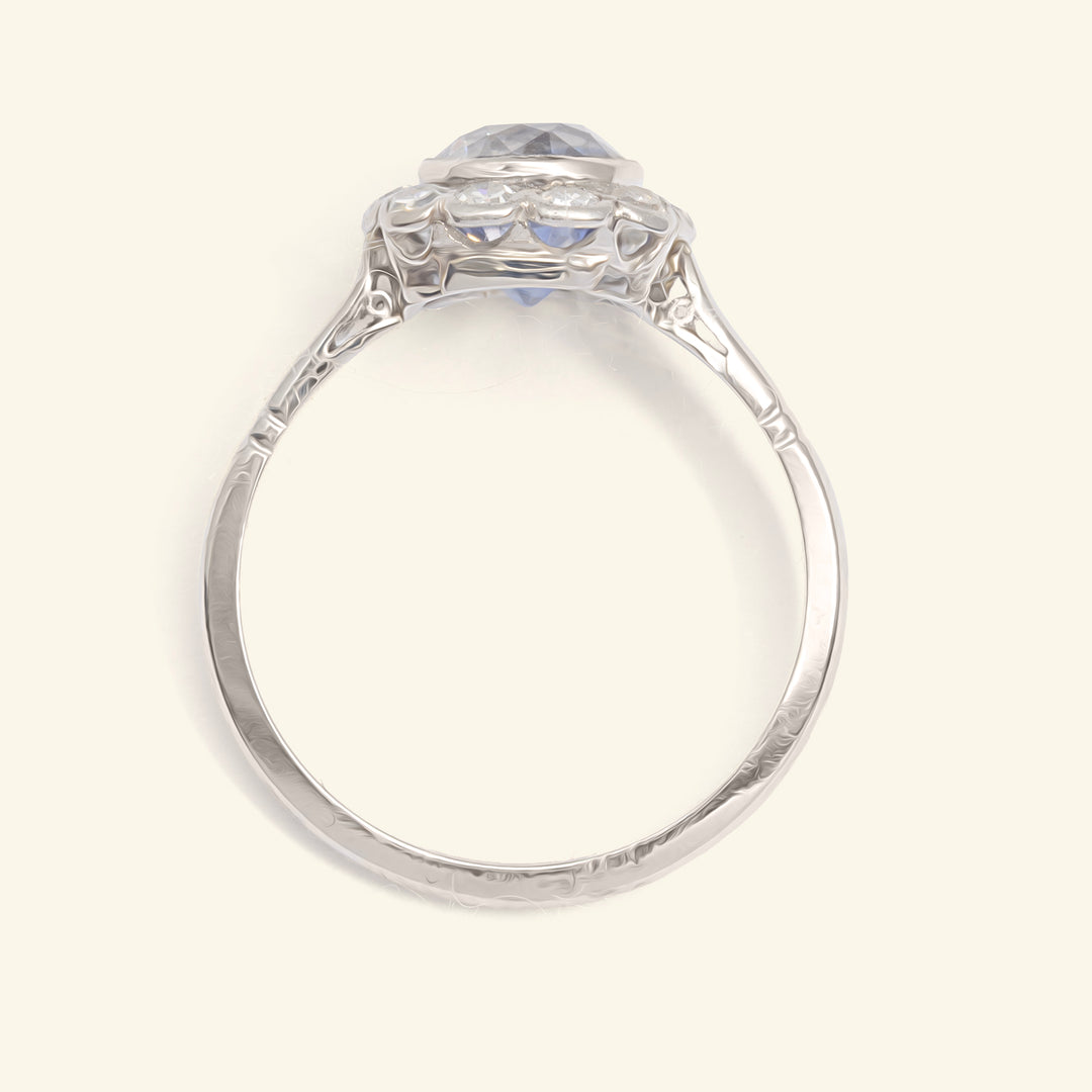 Art Deco 1.70 Carat Sapphire and Diamond Cluster