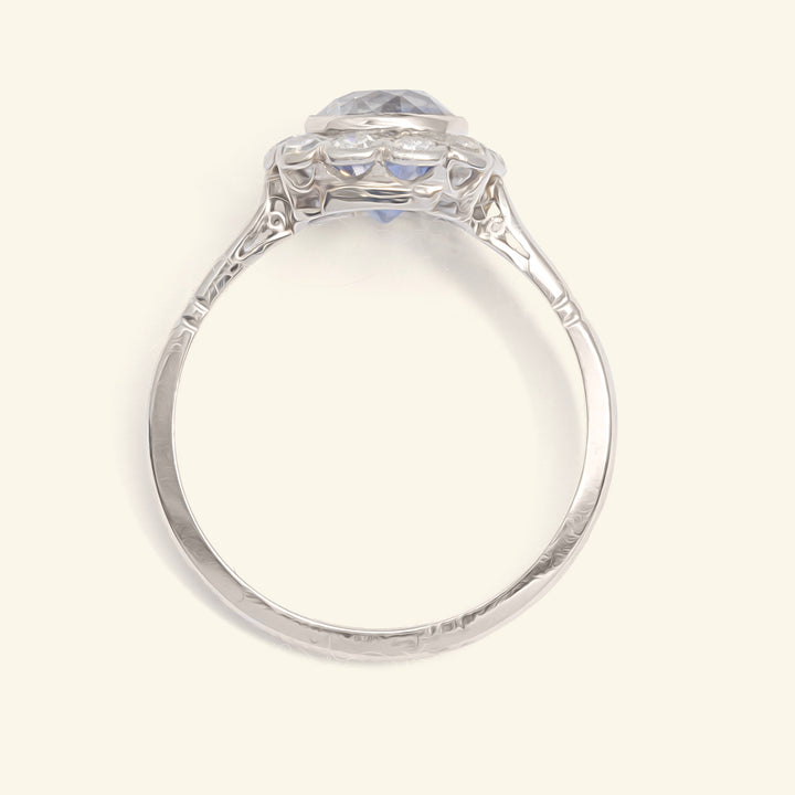 Art Deco 1.70 Carat Sapphire and Diamond Cluster