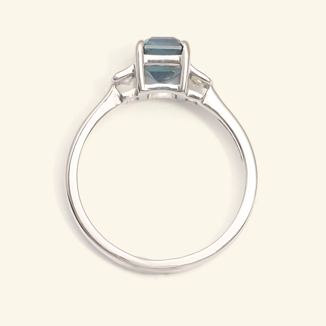 Contemporary 1.60 Carat Sapphire and Diamond Three Stone