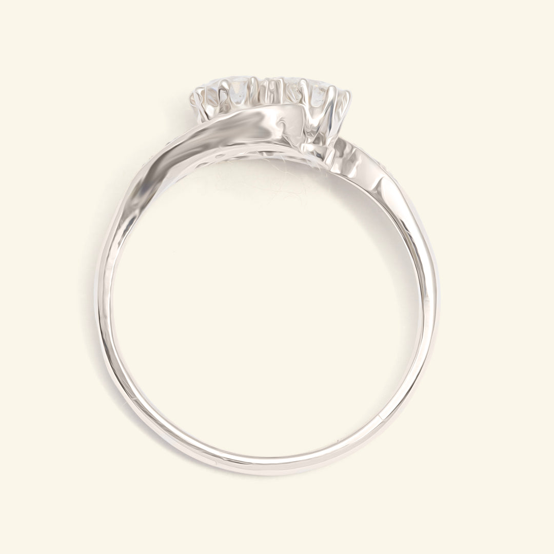 Art Deco 0.50 Carat Transitional Cut Diamond Toi et Moi Ring