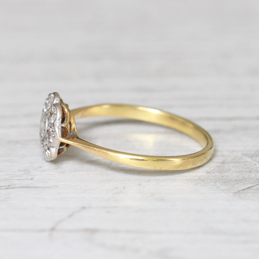 Edwardian 0.42 Carat Old Cut Diamond Daisy Cluster Ring