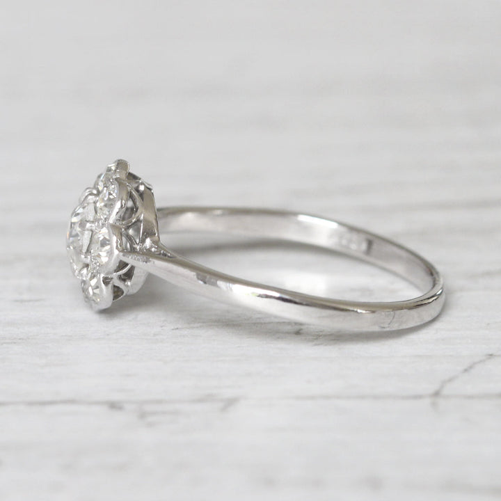 Edwardian 1.20 Carat Old European Cut Diamond Daisy Cluster