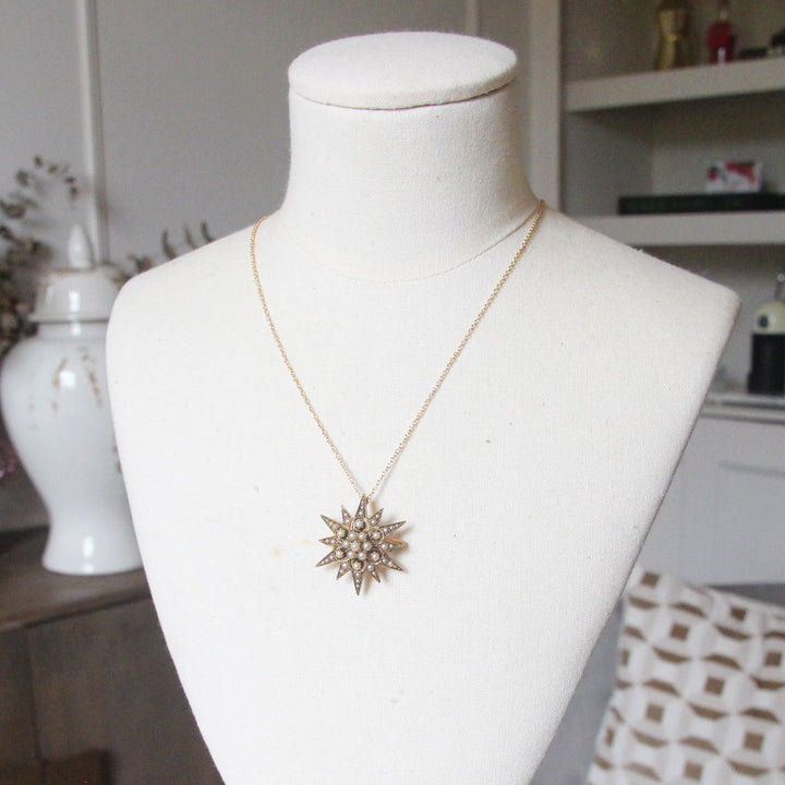 Victorian Pearl Star Pendant/ Brooch