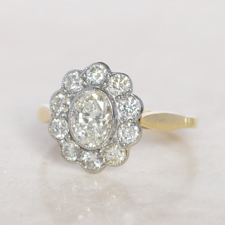 Vintage Style 1.62 Carat Oval Diamond Cluster