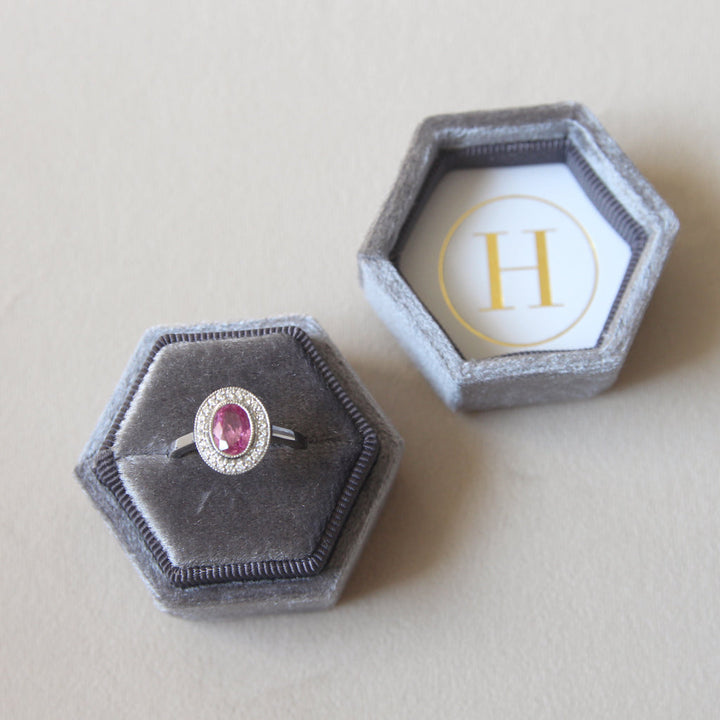 Art Deco Style 1.28 Carat Pink Sapphire and Diamond Cluster
