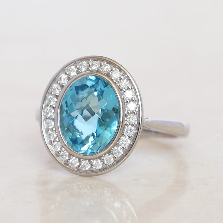 Contemporary 3.55 Carat Blue Topaz and Diamond Cluster