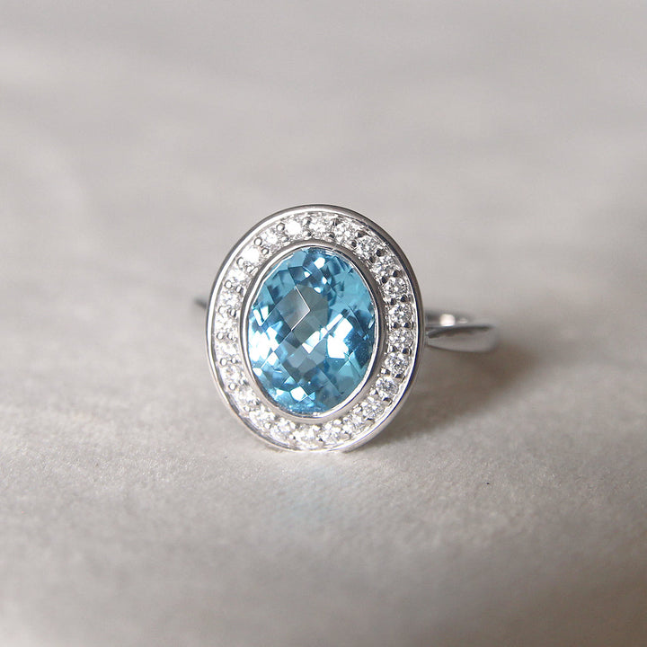 Contemporary 3.55 Carat Blue Topaz and Diamond Cluster