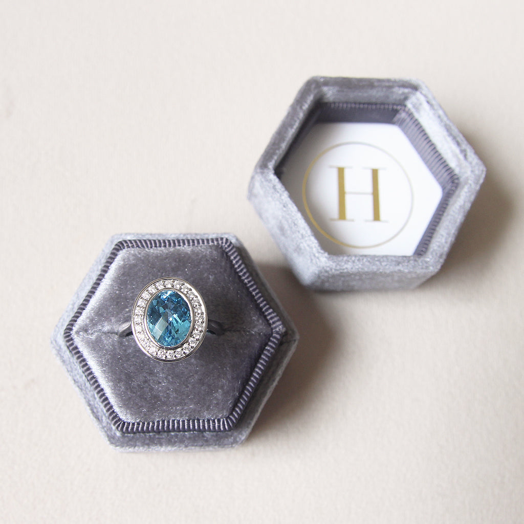 Contemporary 3.55 Carat Blue Topaz and Diamond Cluster