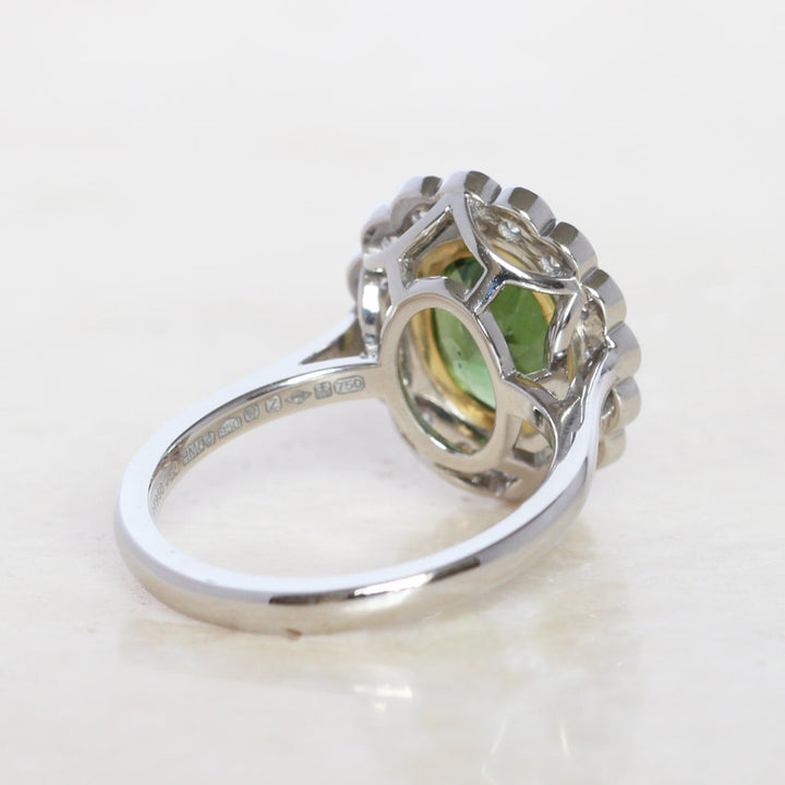 Vintage Style 1.82 Carat Green Tourmaline and Diamond Cluster
