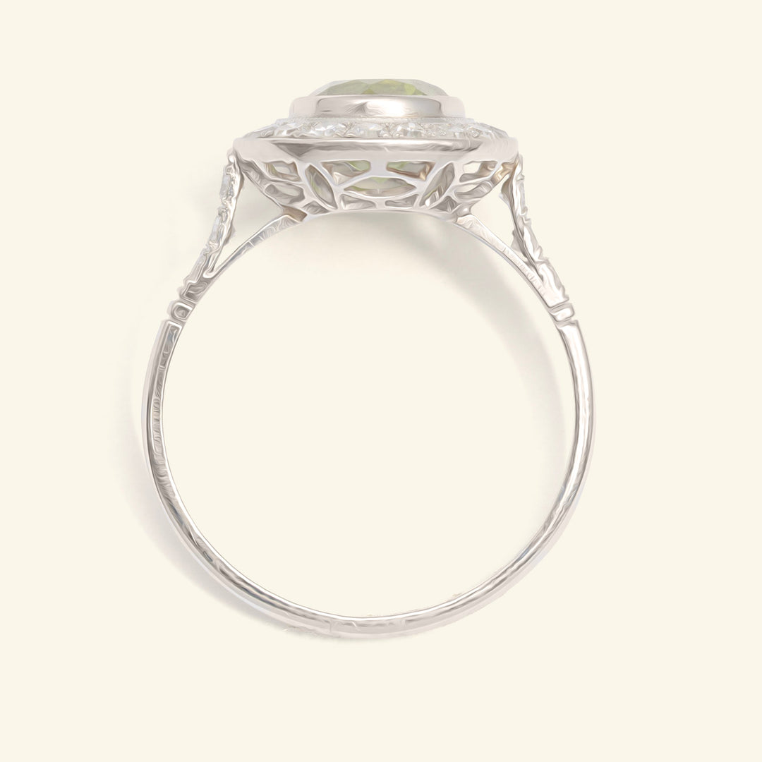Art Deco Style 1.40 Carat Peridot and Diamond Halo Cluster