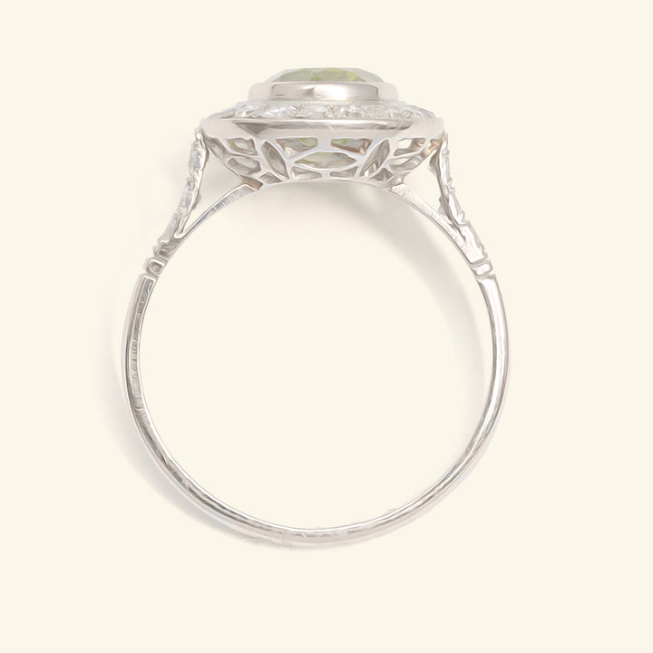 Art Deco Style 1.40 Carat Peridot and Diamond Halo Cluster
