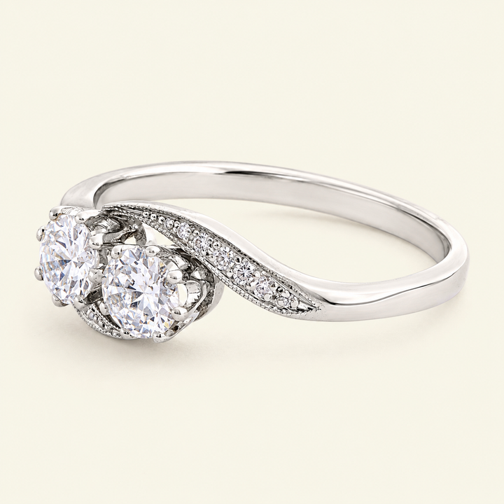 Art Deco 0.50 Carat Transitional Cut Diamond Toi et Moi Ring