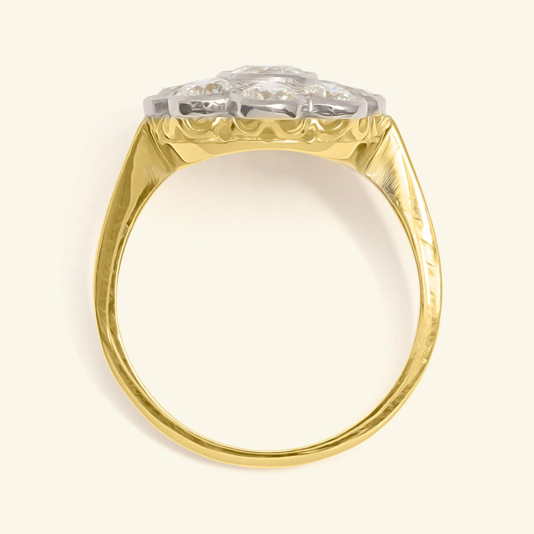 Edwardian Style 1.65 Carat Diamond Daisy Cluster