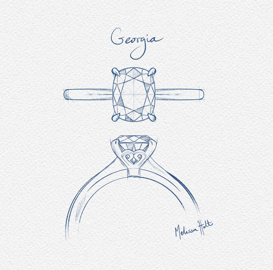 The Georgia Engagement Ring - Antique Cushion Cut Celeste Diamonds®