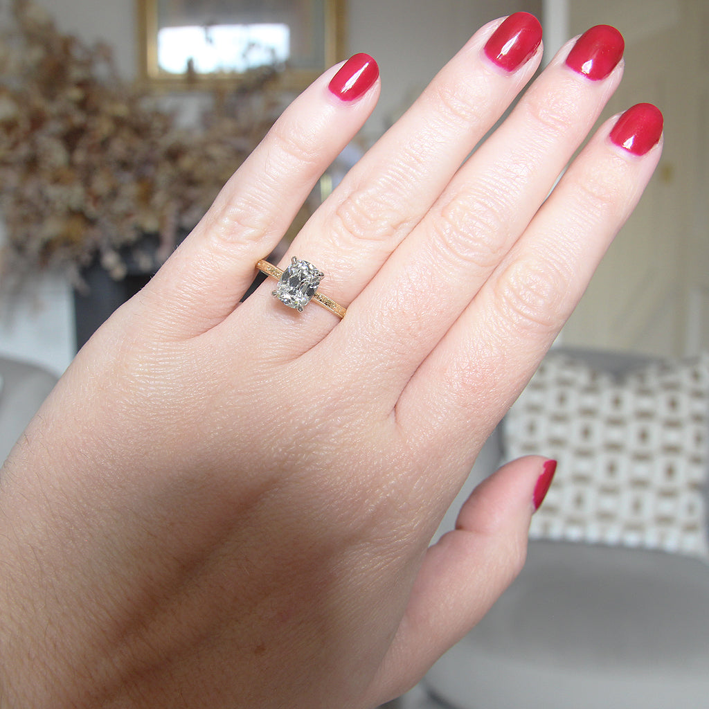 The Georgia X Orange Blossom Engagement Ring - 1.54 Carat Antique Cushion Cut Celeste Diamond®