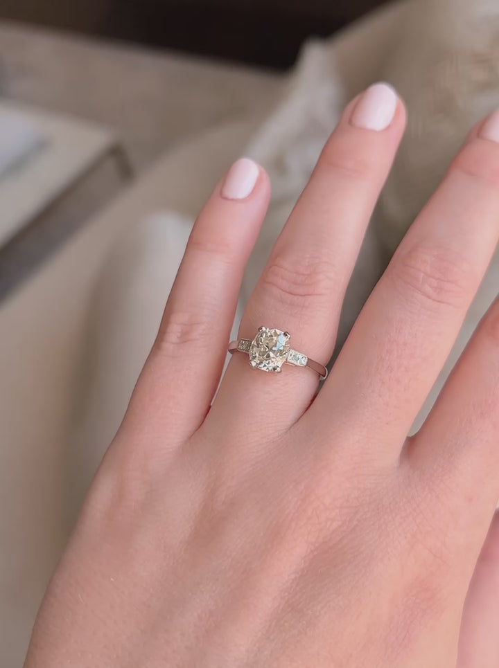 Art Deco 1.70 Carat Old Mine Cut Diamond Solitaire