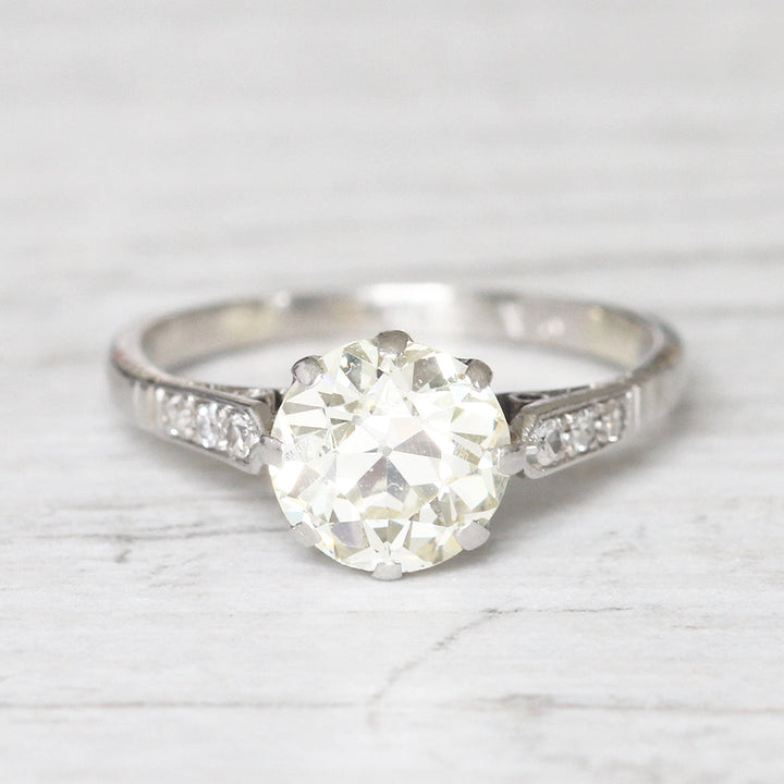 Art Deco 2.15 Carat Old European Cut Diamond Solitaire